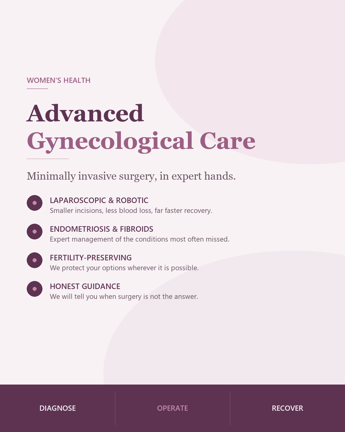 A gynecological surgeon consulting with a patient before a minimally invasive procedure.