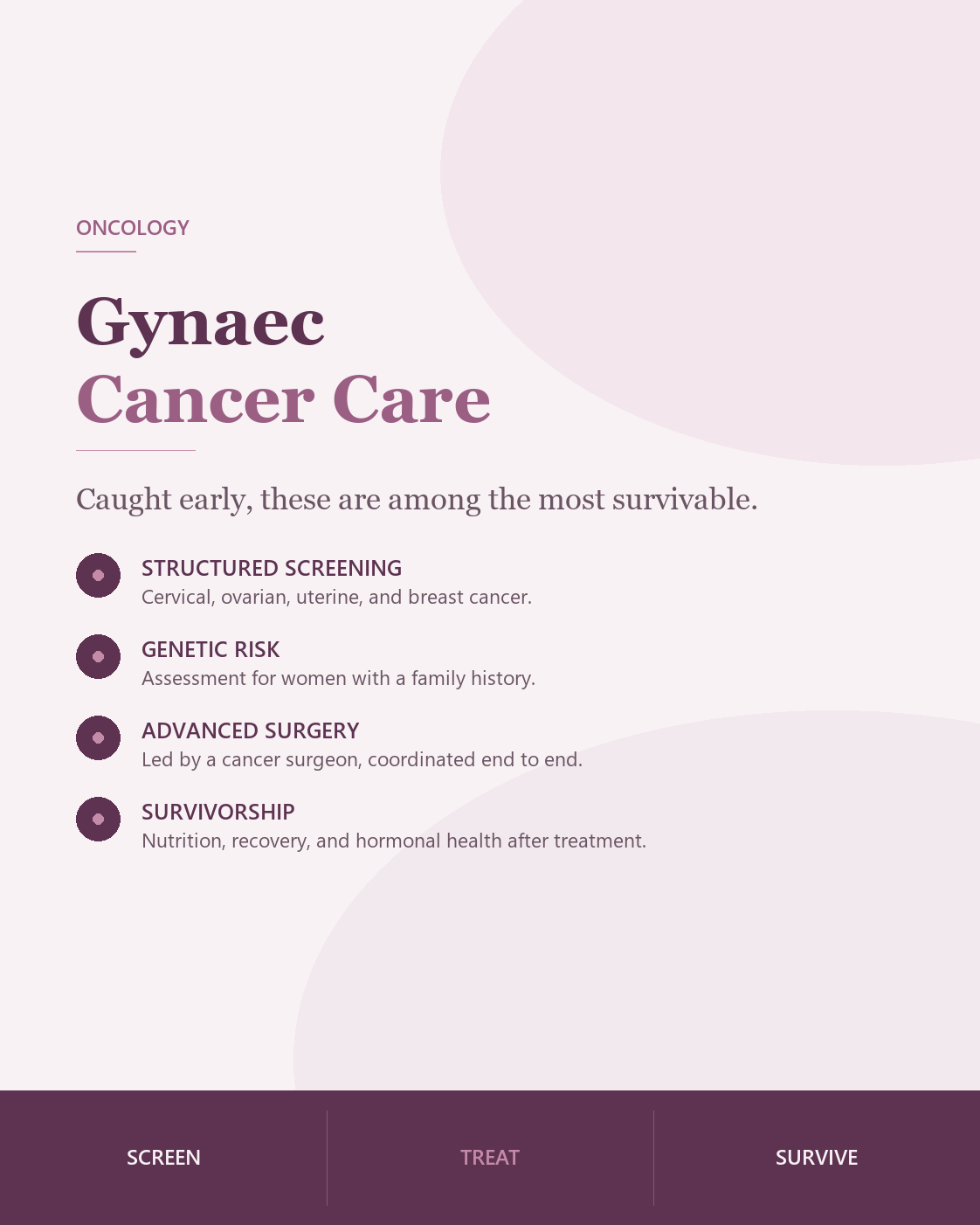 A cancer surgeon reviewing imaging with a patient during a gynaec-oncology consultation.